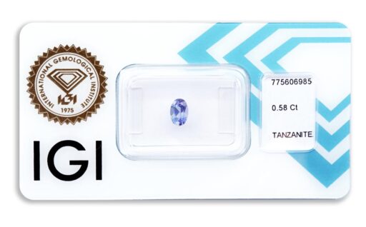 tanzanit 0.58ct violetish blue s IGI certifikátem