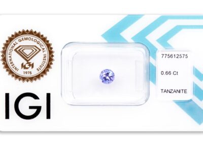 tanzanit 0.66ct violetish blue s IGI certifikátem