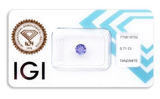 tanzanit 0.71ct violetish blue s IGI certifikátem