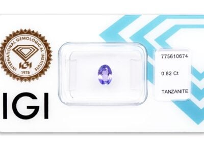 tanzanit 0.82ct violetish blue s IGI certifikátem