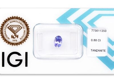 tanzanit 0.88ct violetish blue s IGI certifikátem