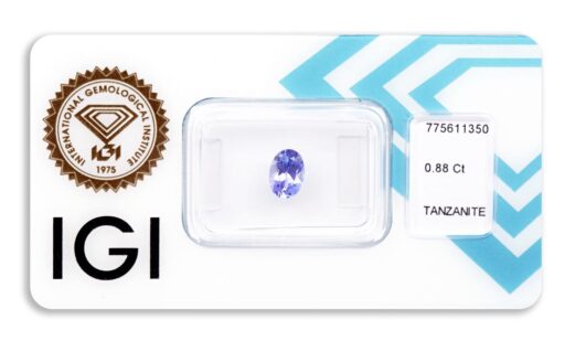tanzanit 0.88ct violetish blue s IGI certifikátem