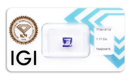 tanzanit 1.17ct violetish blue s IGI certifikátem