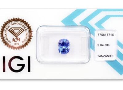 tanzanit 2.04ct deep violetish blue s IGI certifikátem