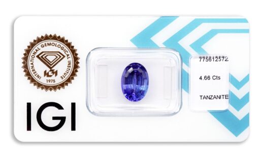 tanzanit 4.66ct deep violetish blue s IGI certifikátem