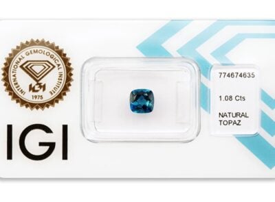 topaz 1.08ct deep blue s IGI certifikátem
