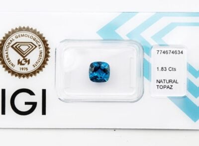 topaz 1.83ct deep blue s IGI certifikátem