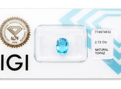 topaz 2.72ct deep blue s IGI certifikátem