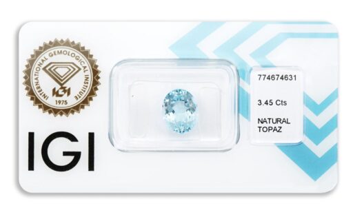 topaz 3.45ct blue s IGI certifikátem