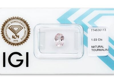 turmalín 1.03ct light pink s IGI certifikátem