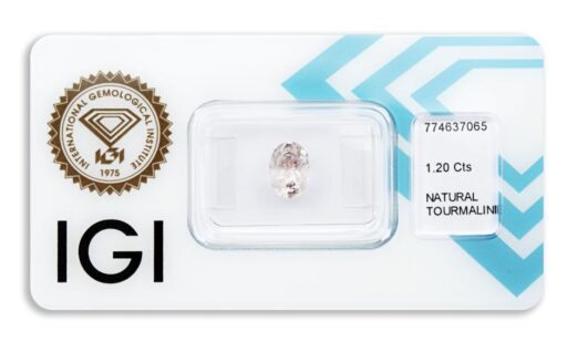 turmalín 1.20ct very light pink s IGI certifikátem
