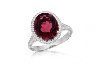 zlatý prsten s rubelitem 4.15ct deep purplish pink s IGI certifikátem