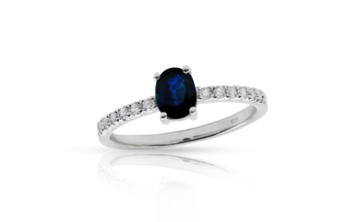 zlatý prsten se safírem 0.95ct deep blue s IGI certifikátem
