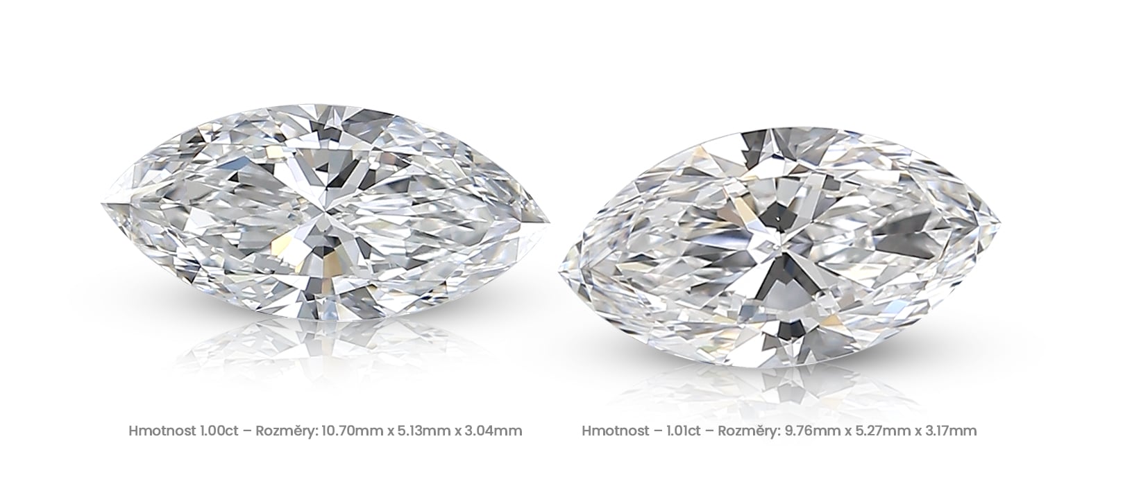 Porovnání diamantů brusu marquise