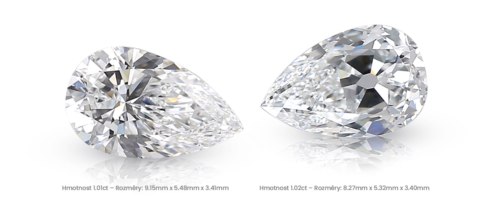 Porovnání diamantů brusu pear
