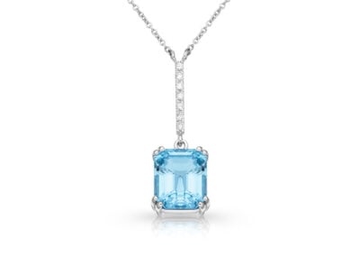 zlatý závěs s akvamarínem 4.17ct blue s IGI certifikátem