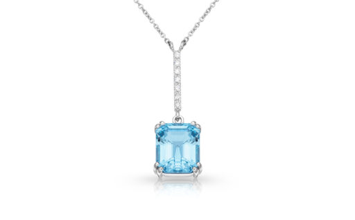 zlatý závěs s akvamarínem 4.17ct blue s IGI certifikátem