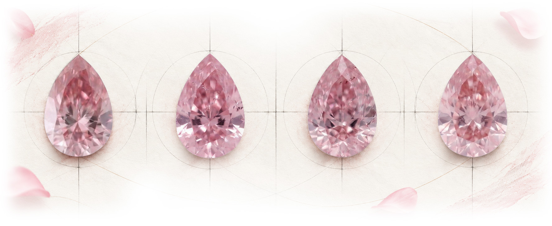 Růžové diamanty použité v unikátním setu