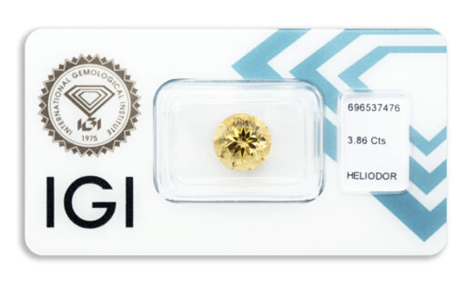 heliodor 3.86ct yellow s IGI certifikátem