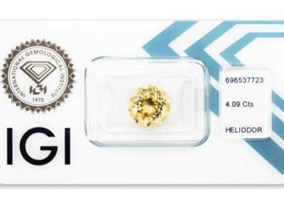 heliodor 4.09ct deep yellow s IGI certifikátem