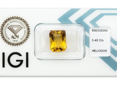 heliodor 5.40ct deep orange - yellow s IGI certifikátem