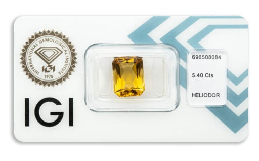 heliodor 5.40ct deep orange - yellow s IGI certifikátem