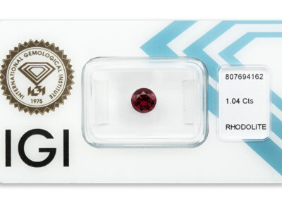rhodolit 1.04ct deep purplish reddish pink s IGI certifikátem