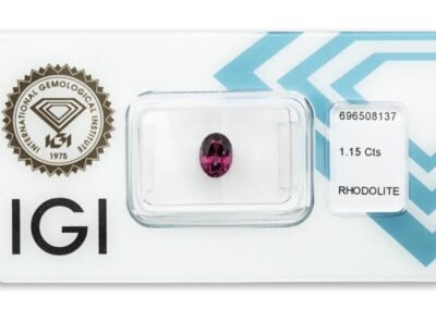 rhodolit 1.15ct deep purplish pink s IGI certifikátem