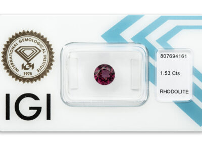 rhodolit 1.53ct deep purplish pink s IGI certifikátem