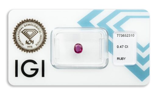 rubín 0.47ct purplish pink - red s IGI certifikátem