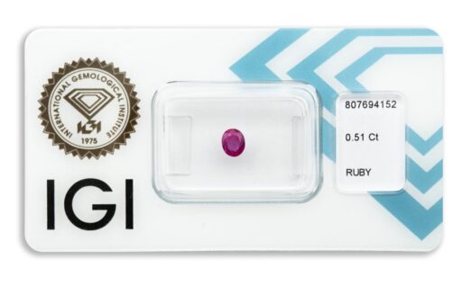 rubín 0.51ct deep purplish pink - red (původ: Barma) s IGI certifikátem