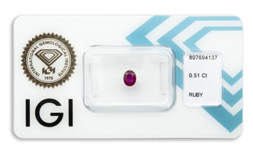 rubín 0.51ct deep purplish pink - red (původ: Barma) s IGI certifikátem