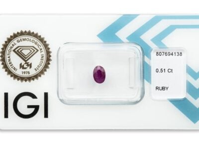 rubín 0.51ct deep purplish pink - red s IGI certifikátem