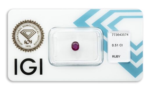 rubín 0.51ct purple red s IGI certifikátem