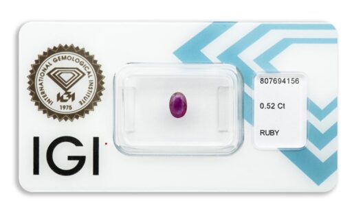 rubín 0.52ct deep purplish pink - red (původ: Barma) s IGI certifikátem