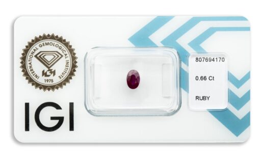 rubín 0.66ct deep purplish pink - red (původ: Barma) s IGI certifikátem