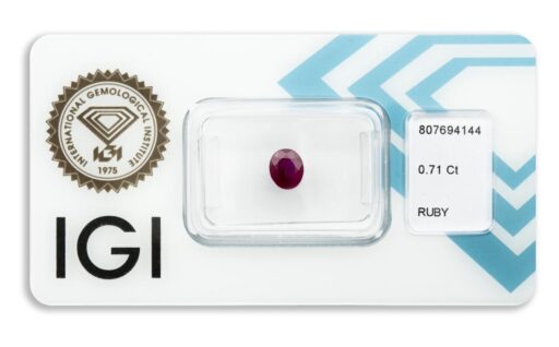 rubín 0.71ct deep pinkish purplish red (původ: Barma) s IGI certifikátem