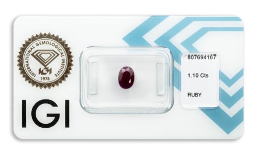 rubín 1.10ct deep purplish pink - red (původ: Barma) s IGI certifikátem