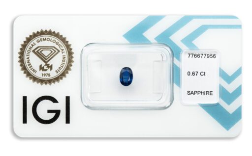 safír 0.67ct deep violetish blue s IGI certifikátem