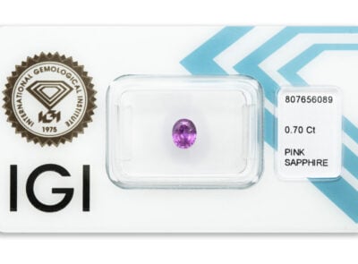 safír 0.70ct deep purplish pink (tepelně neupraven) s IGI certifikátem