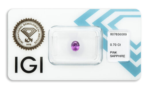 safír 0.70ct deep purplish pink (tepelně neupraven) s IGI certifikátem