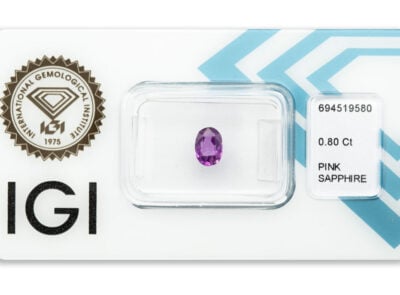 safír 0.80ct deep purplish pink (tepelně neupraven) s IGI certifikátem