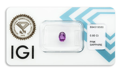 safír 0.80ct deep purplish pink (tepelně neupraven) s IGI certifikátem