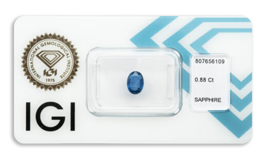 safír 0.88ct deep blue (původ: Šrí Lanka) s IGI certifikátem