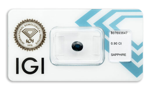 safír 0.90ct deep blue (původ: Austrálie) s IGI certifikátem