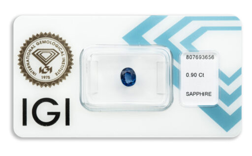 safír 0.90ct deep blue (původ: Madagaskar) s IGI certifikátem