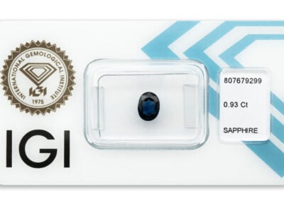safír 0.93ct deep blue (původ: Austrálie) s IGI certifikátem