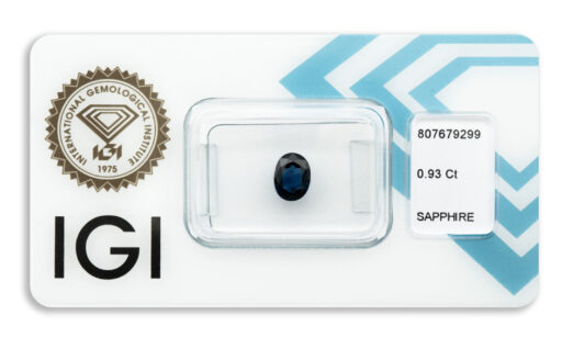 safír 0.93ct deep blue (původ: Austrálie) s IGI certifikátem