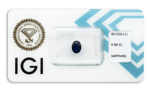 safír 0.98ct deep blue (původ: Madagaskar) s IGI certifikátem