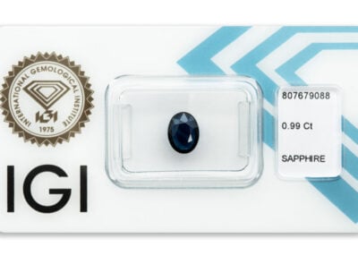 safír 0.99ct deep blue (původ: Austrálie) s IGI certifikátem